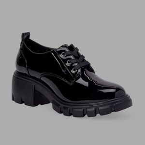 Sofia Lace Up Lug Sole Loafer, Black Color, Size 8